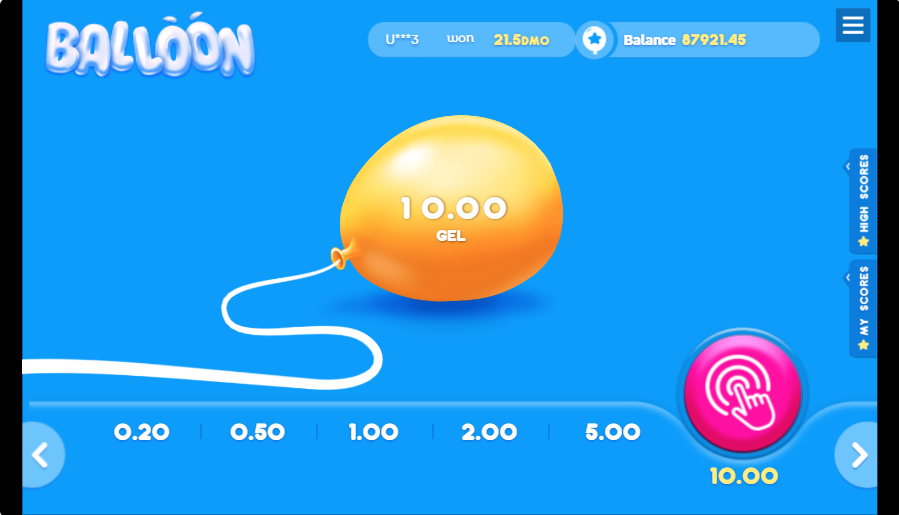 Balloon App móvil para México - interfaz de la balloon app en smartphone con juego activo