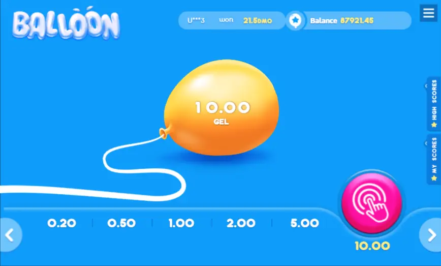 Balloon App móvil - interfaz del juego balloon en smartphone Android e iOS